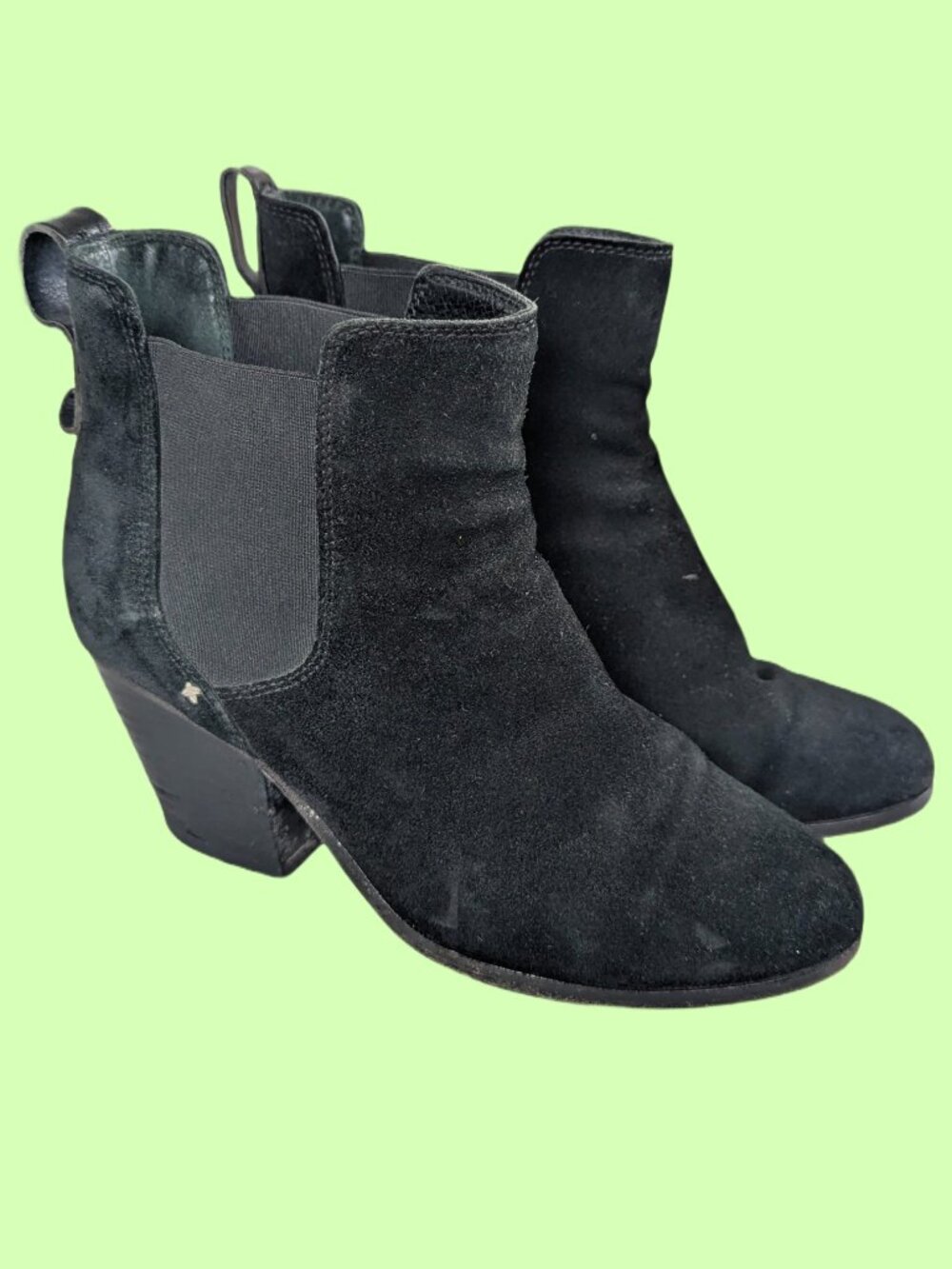 rag & bone Devon Black Suede Leather Slip on Booties - Size 38